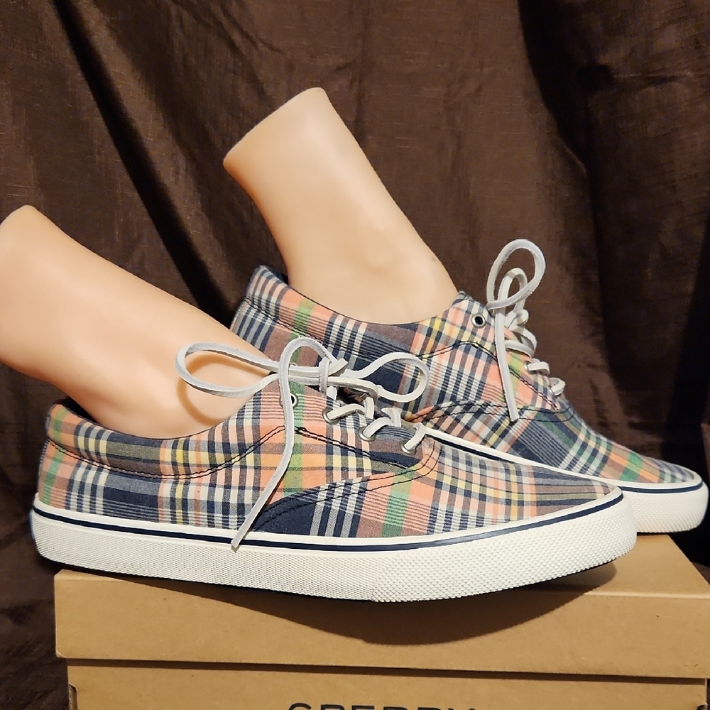 Sperry Men's Multicolor Plaid Sneakers Boat Shoes Size 9